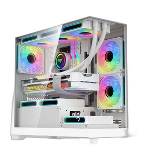 VỎ CASE AIGO C218M WHITE (MATX, Màu Trắng, Case Bể Cá)