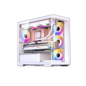 Vỏ Case JONSBO D300 White (MATX, Màu Trắng, Kính Cong)