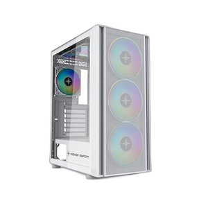 Vỏ Case Máy Tính KENOO ESPORT EM700 - 3F MESH WHITE (EATX, Màu Trắng, 3 Fan RGB)