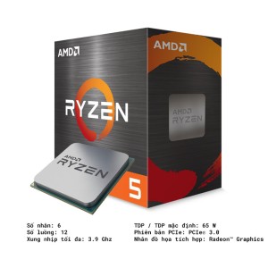 CPU AMD Ryzen 5 5600G (3.9GHz Upto 4.4GHz / 19MB / 6 Cores, 12 Threads / 65W / Socket AM4)
