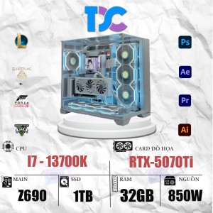 TDPC GAMING I7-13700k | 32GB-DDR4 | RTX-5070Ti Full White (G22)
