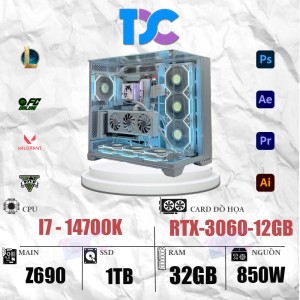 TDPC GAMING I7-14700k | 32GB-DDR4 | RTX-3060-12GB Full White (G25)